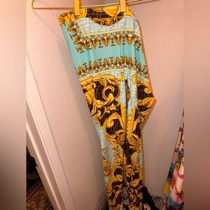 Versace Fendace Gold and Aqua Leggings
